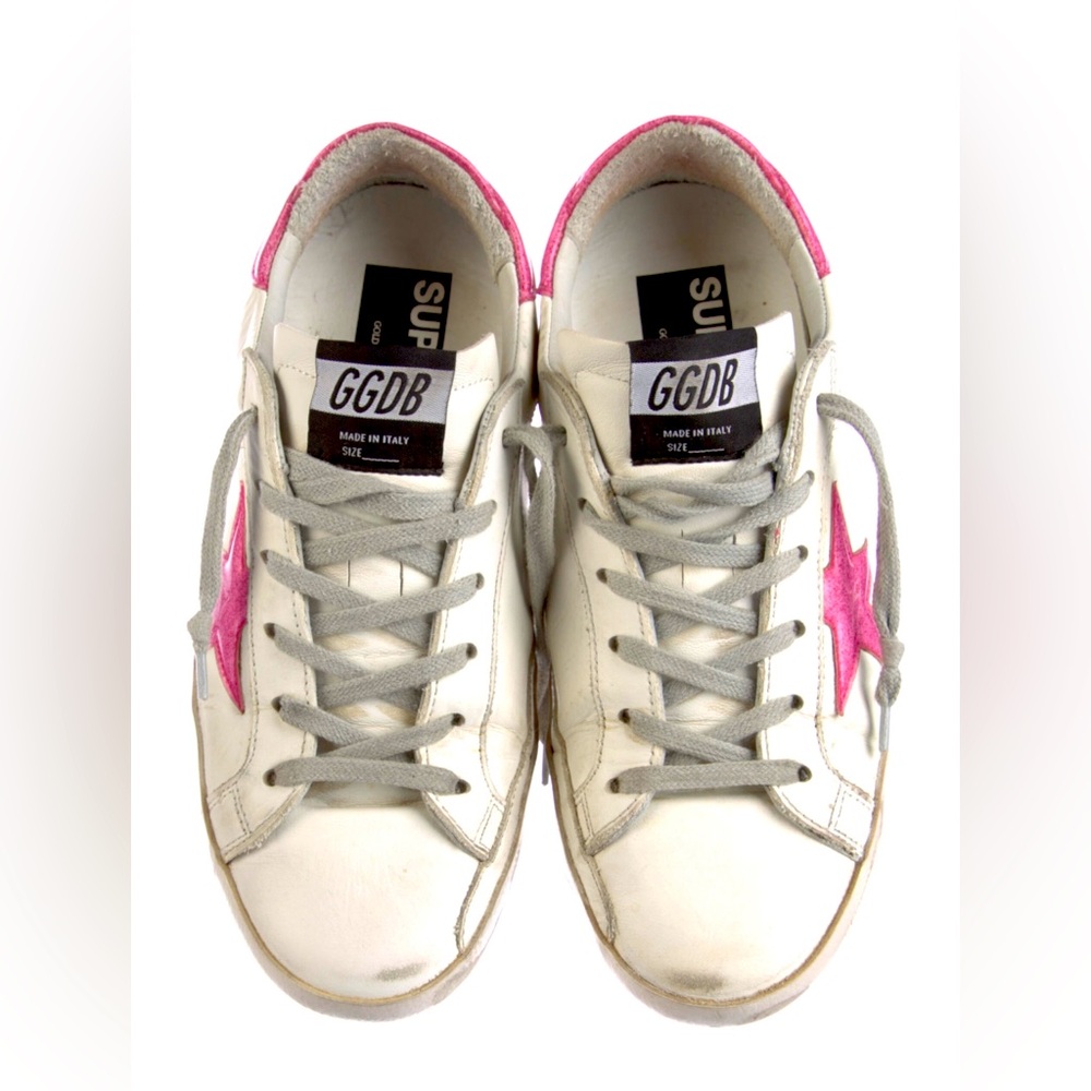 Golden Goose Women's White And Pink Glitter Superstar Sneakers